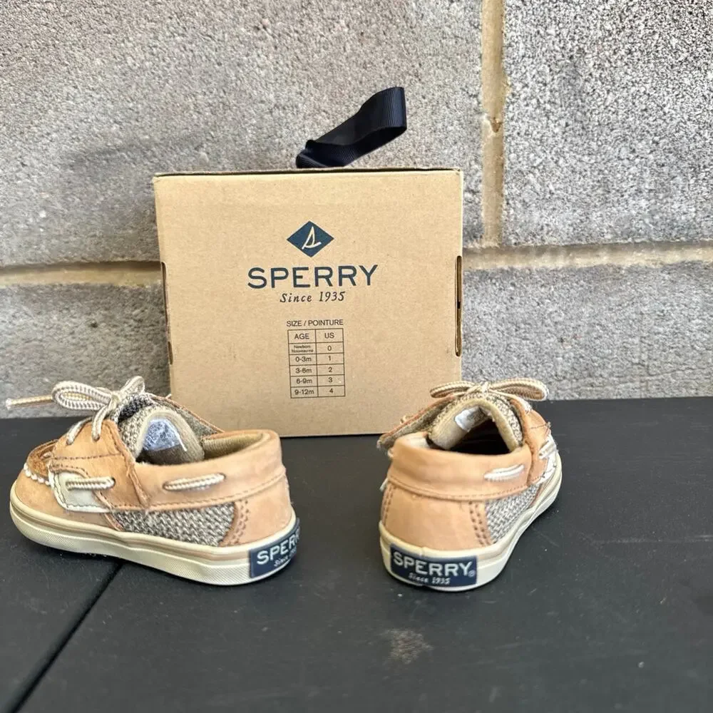 Pair of SPERRY BLUEFISH CRIB-JR. / Linen Infant Girl Shoes Size 1M